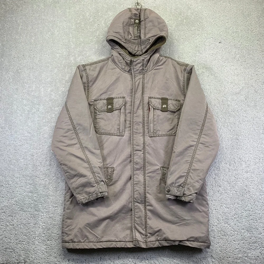 Vintage GAP Kids Jacket Size XXL 14-16 Khaki Parka Utility Field Quilt Lined Y2k